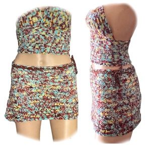 OOAK Crochet Tie Dye Mini Wrap Skirt Coverup Handmade